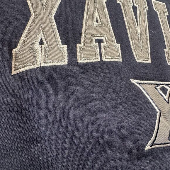 Xavier Musketeers Logo Hoodie Men’s L Blue Stadium Athletics Sewn Letters  New - Picture 3 of 12